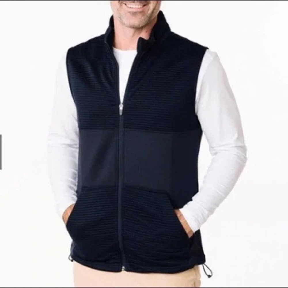 Zyia Men’s Technical Zip Front Athletic Ribbed Casual Dri Fit Vest Small